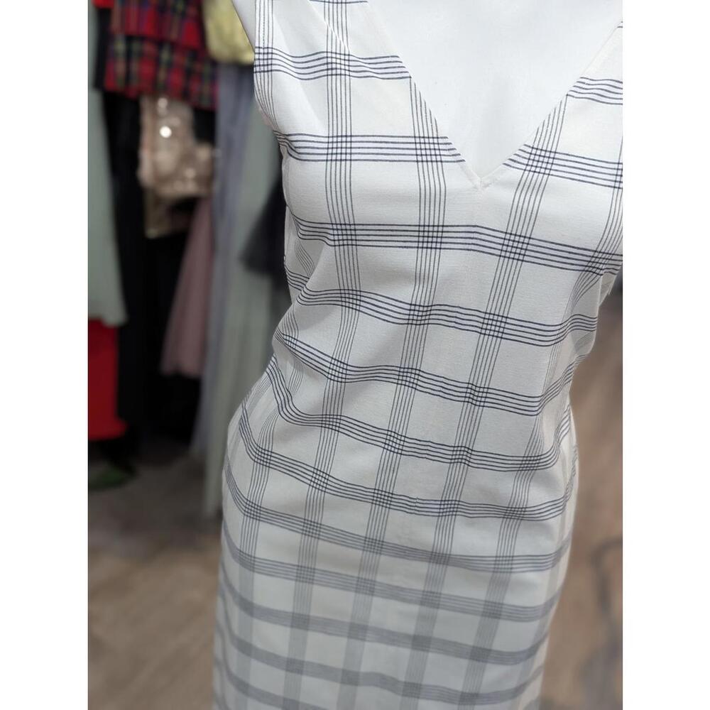 Theory Spring Plaid Deep V Maxi - Picture 4 of 7